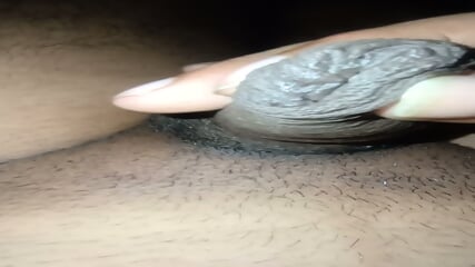 a monster men jerking his tiny penis and pulled foreskin for precum