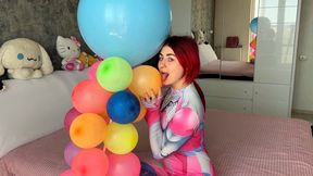 Sabina in Pink Zentai - Kissing, Licking & Humping Balloon Tower (Non-Pop)