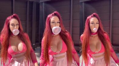 Italian MILF blows massive bubbles with her huge natural tits outdoors solo