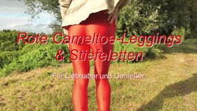 Red camel toe leggings and ankle boots - Rote Cameltoe-Leggings und Stiefeletten