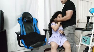 My boss makes me beg for his cock before the latina coworker arrives