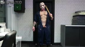 Muscle big pecs jason voorhees thick pierced cock prince albert horror parody