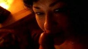 Slutty neighbor chick named Angie gives me nice blowjob
