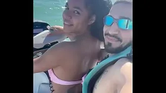 A delicious young Brazilian girl gets lost in the cuckold's clutches and ends up having sex with the jet ski instructor at sea.