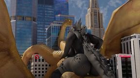King Ghidorah fucks female Godzilla