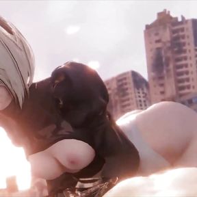 2B Riding Dick Hard