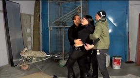 Horny blonde banged in double penetration threesome smash