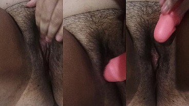 Esfregando gostoso na bucetinha virgem e molhada