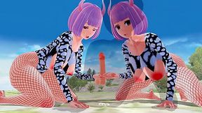 3D Hentai Slut Fucking with Big Tits and Juicy Ass in Fishnets