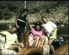 Sexy vintage MILFs enjoy anal fucking on a yacht