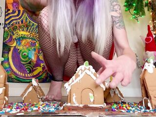 Giantess Christmas Village Slo-mo Crush Destroying My Gingerbread Houses in Slow Motion