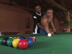 Alonzo F puts his black gay lover on the pool table and bangs his ass