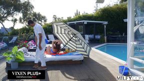 MILFY Curvy Milf rides Studs cock poolside