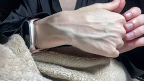 Caressing veiny hands