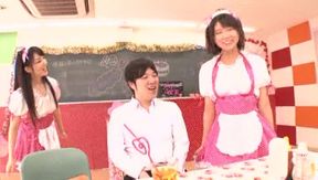 Frisky Japanese Girls 18+ Share Hard Cock from Impressive Stud