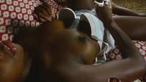 ”Lovely ebony model Parris Love fingers herself & rubs her clit to orgasm”