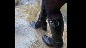 Soaking designer boots in the river