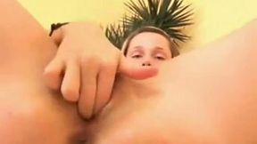 Titless chick finger fucks her wet punani with undisguised pleasure