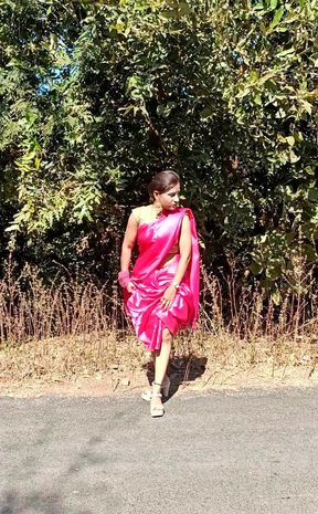 On road showing saree strips