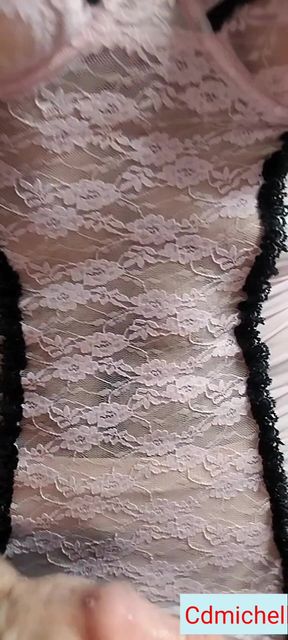 Cdmichelle Wearing White Sexy Lingerie Playing with Cock Until Huge Cum Load
