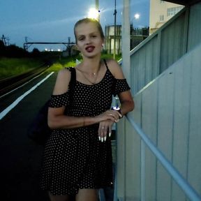 the puzzled cutie was waiting for the train, and got a hot cock and a pussy in public.