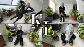 Simona Trying On her Gas Mask (Gas Mask, Catsuit, Boots, Tease)