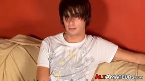 Horny Long Haired Emo Skater Playing With His Thick Dick