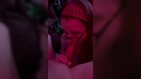 Nerdy chick with small-tits blows the dong into orgasm - Real Amateur POV