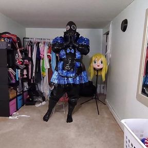 PVC layered maid Cosplay and Gasmask Breathplay, Tube in Suit