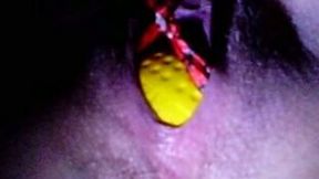 A plastic ball going in the pussy of my freaky girlfriend