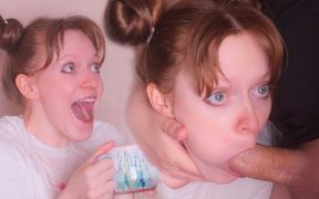 Crazy Redhead Stepsister Roughly and Deeply Sucks a Big Cock
