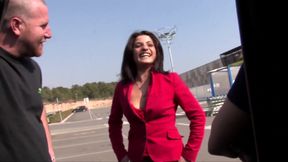 Amazing brunette picked up in a car, brought in an isolated place and screwed