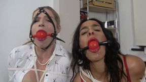 Lottie LaLay and Latina in: Beautiful Bank Workers Got Tied Up And BALLGAGGED As A Part Of Their Training! (HD)