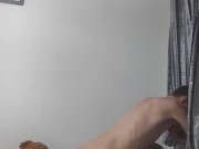 Flat chested teen with small ass loves to twerk for his viewers