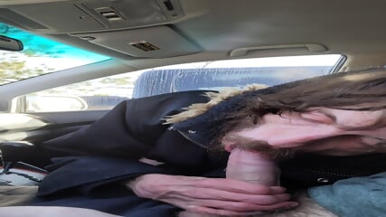 Suck My New Buddy Off In The Car Huge Cum