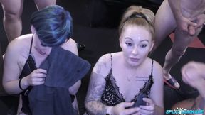 Tattooed Sluts From the UK in Their First Blowbang