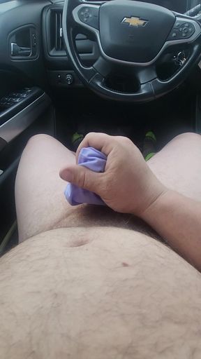 Public Cum in Blue Panties.
