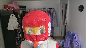 Long version pvc kigurumi cosplay with homemade hood and breathplay