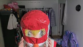 Long version pvc kigurumi cosplay with homemade hood and breathplay