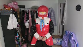 Long version pvc kigurumi cosplay with homemade hood and breathplay