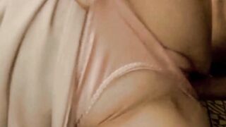 946 - Amateur Skank G-String Dress Pink Satin Outfit Doggy Style Oral Sex point of view Booty Licking