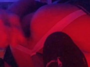 stretching my tight hole on the balcony