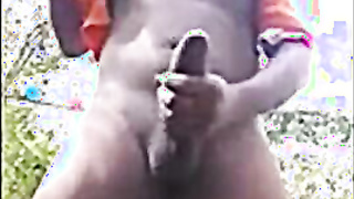 Big Black Cock Stroking Outdoors