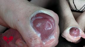 instruction video for milking pre-ejaculate. close-up of delaying and ruining the orgasm.