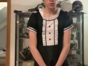 Pretty Teen Maid Boy Jerks off and Cums in Panties