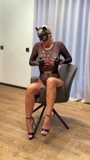 Hot  Catwoman  striptease Suprise Heeling of Stress Transparent clothes