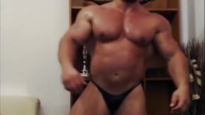 veiny muscle bull flexes