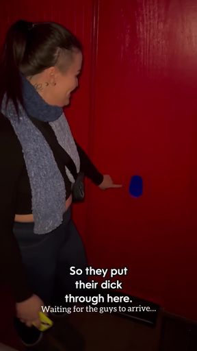 First-time girlfriend tries a glory hole for size