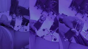 stroking under blue lights at night