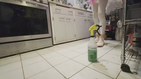 Diapered Sissy Maid Cleans the Floor